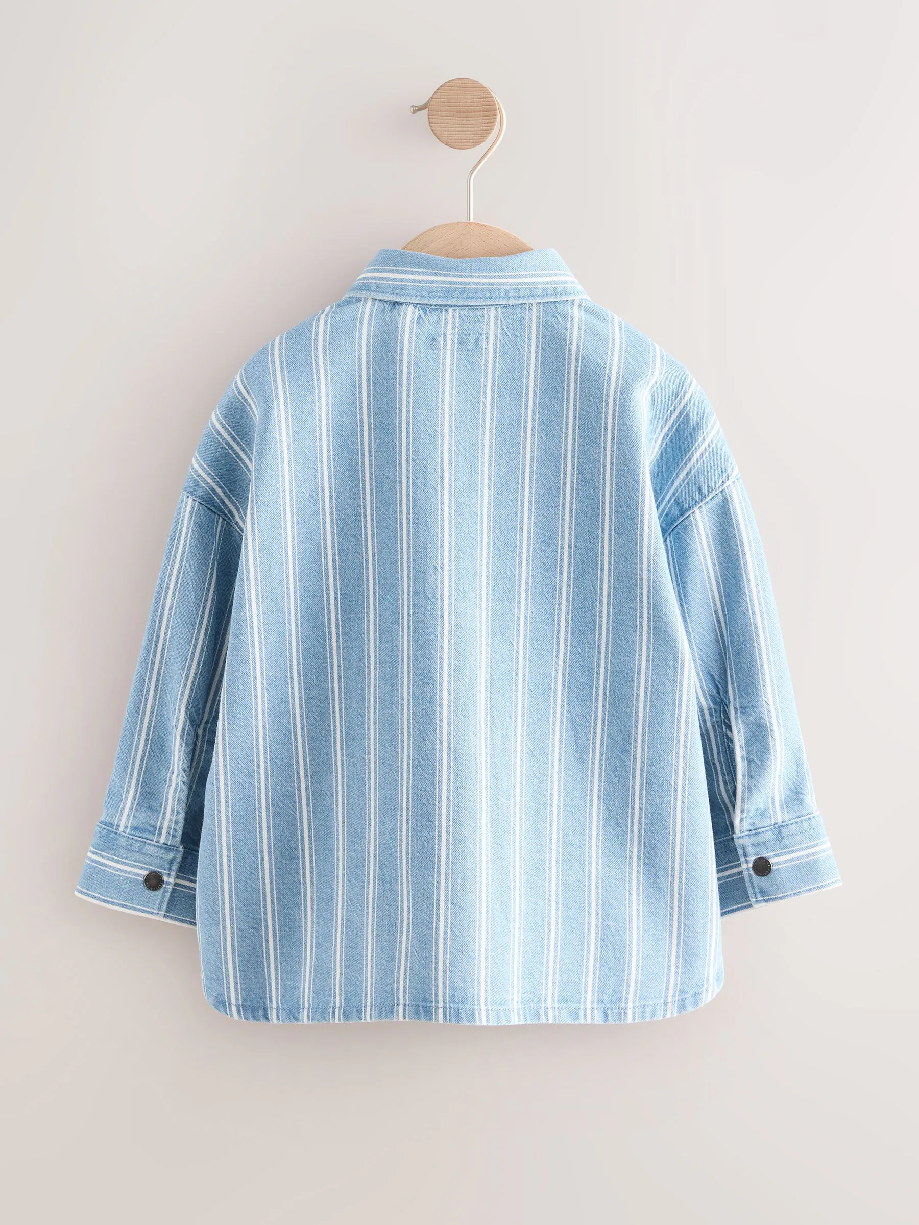 Blauw gestreept - Denim overhemd met lange mouwen (3 mnd - 7 jr)