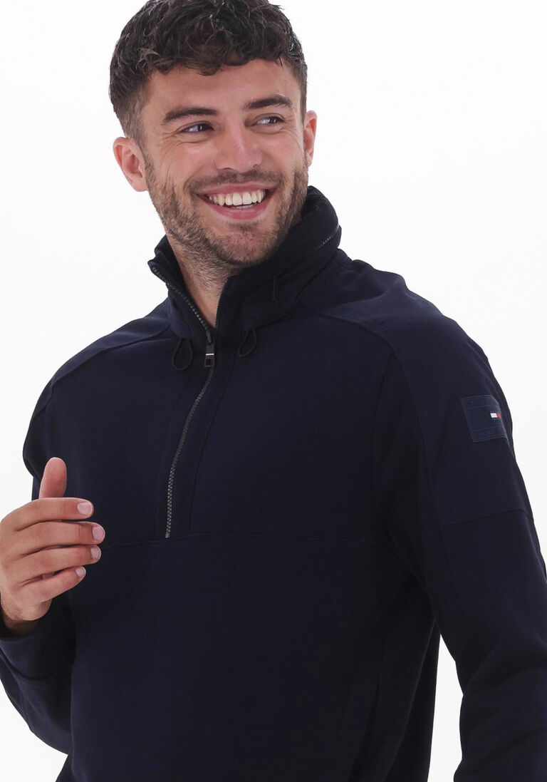 TOMMY HILFIGER donkerblauwe tommy hilfiger sweater cotton touch mix media