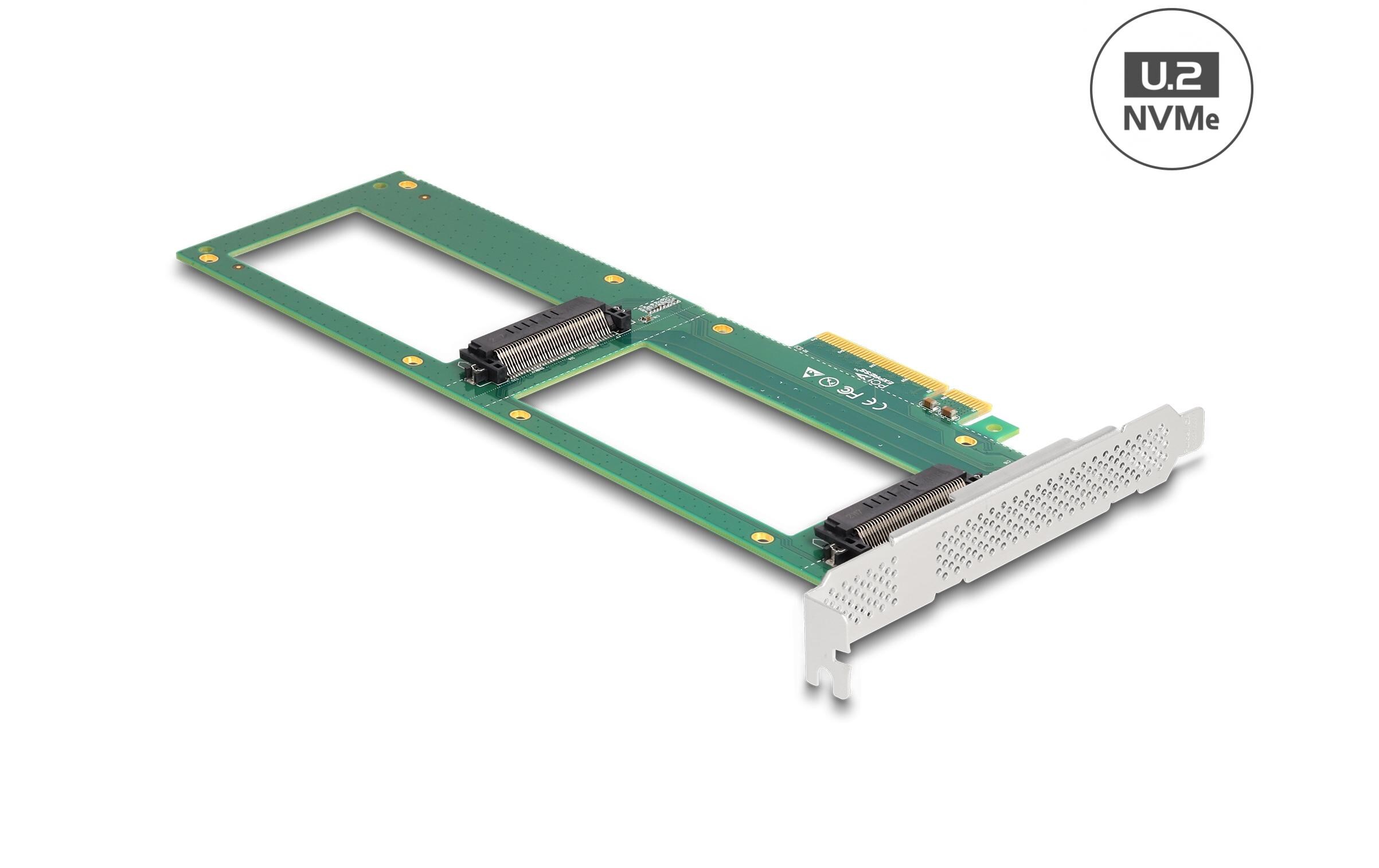 Host Bus Adapter PCI Express x8 - 2x U.2 NVMe SFF-8639<br>Delock PCI Express 4.0 x8 Karte zu 2 x intern U.2 NVMe SFF-8639 - Bifurcation