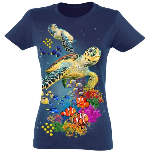 Camiseta feminina Turtles, azul