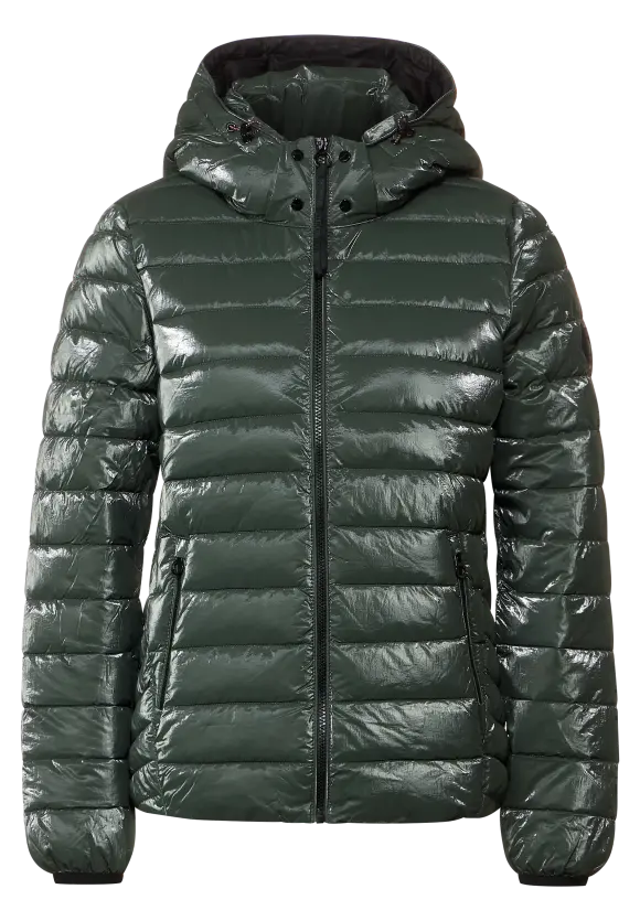 Kurze Glanz Steppjacke - verdant green