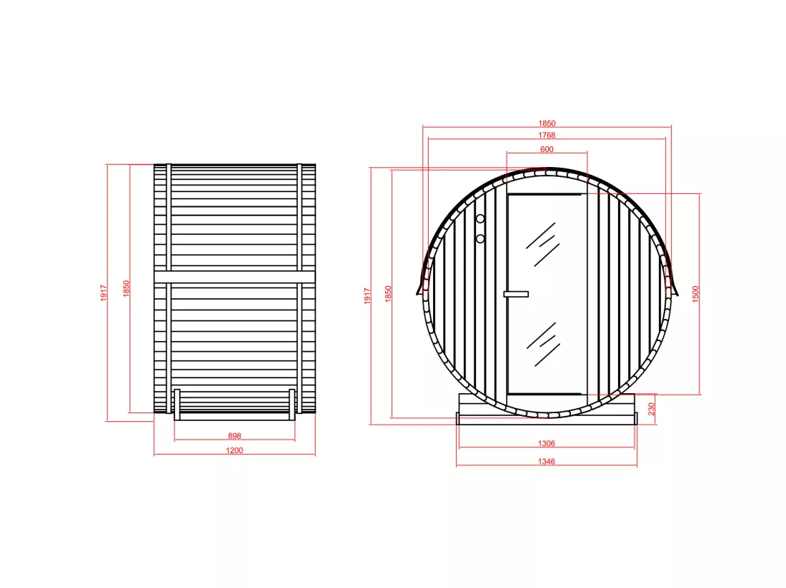 Sauna d'extérieur 2 places - L185 x P120 x H190 cm - ISOKYRO
