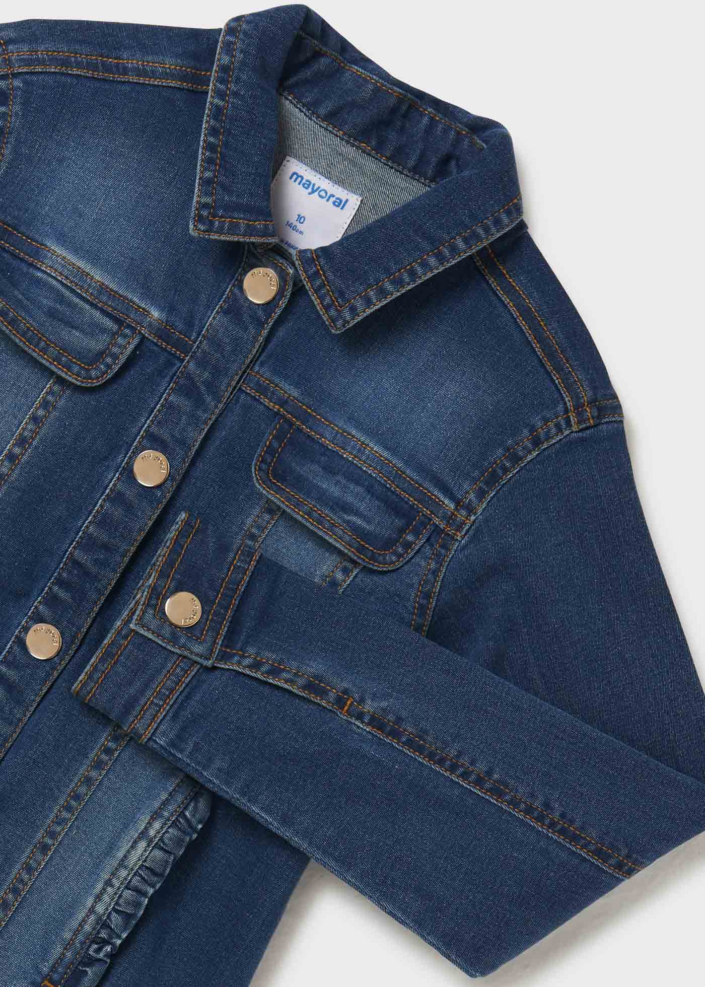 Jaqueta jeans sustentável de algodão para meninas
