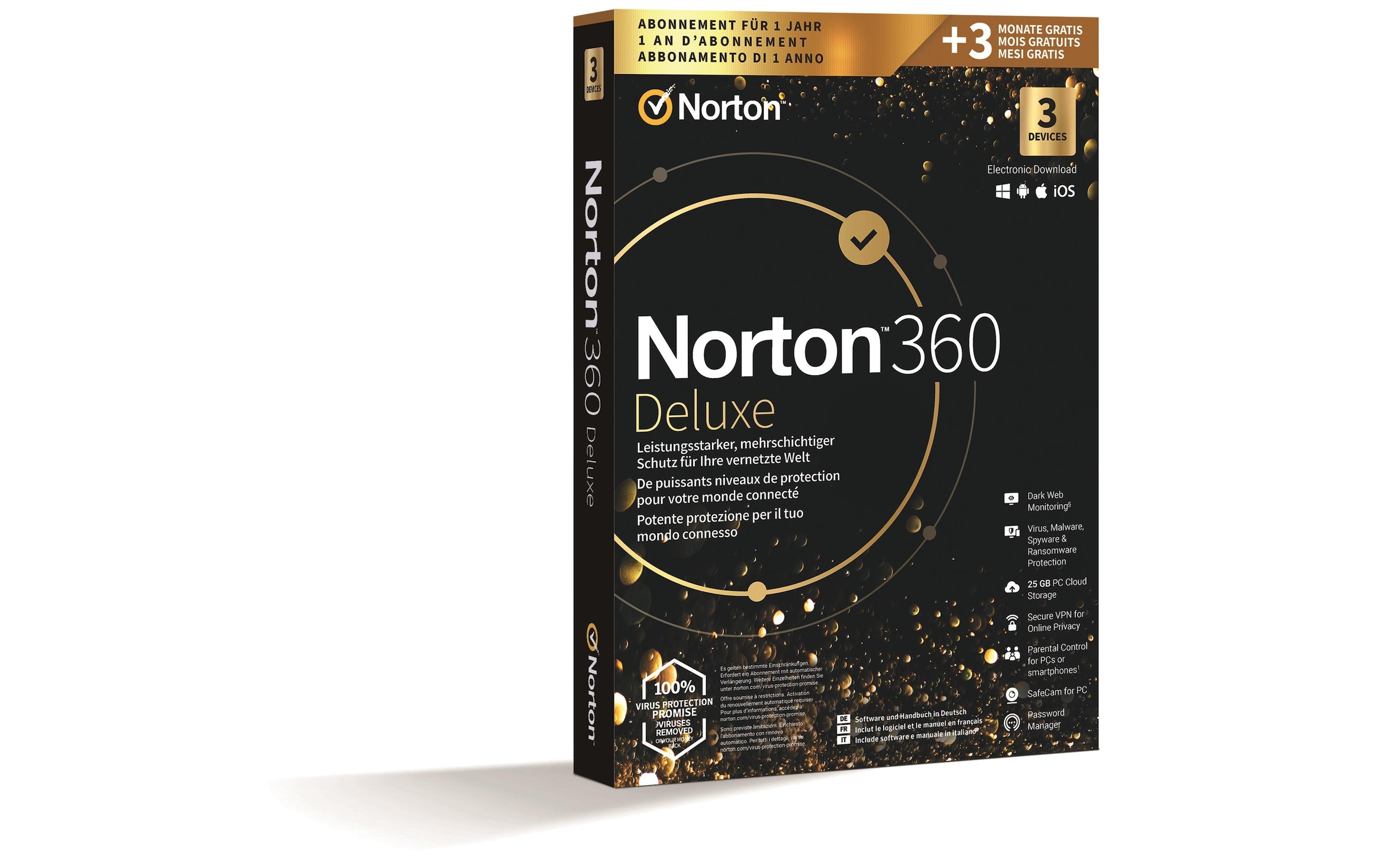 Norton Virensoftware »360 Deluxe GOLD Edition Box,« (Virenprogramm Lizenzschlüssel)