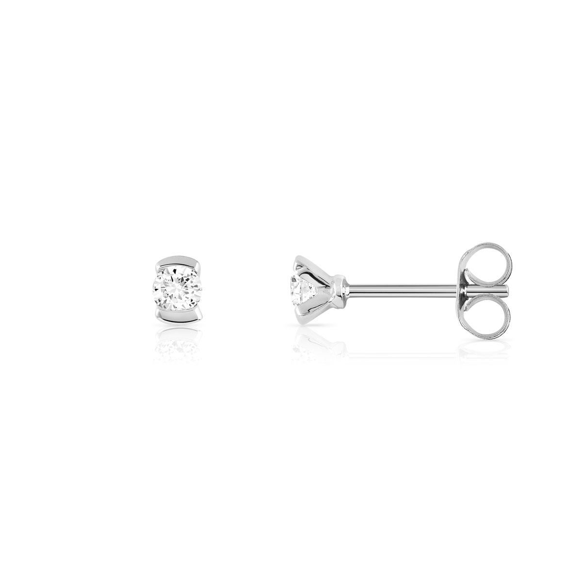 Boucles d'oreilles or blanc 750 diamant synthétique 0.20 carat