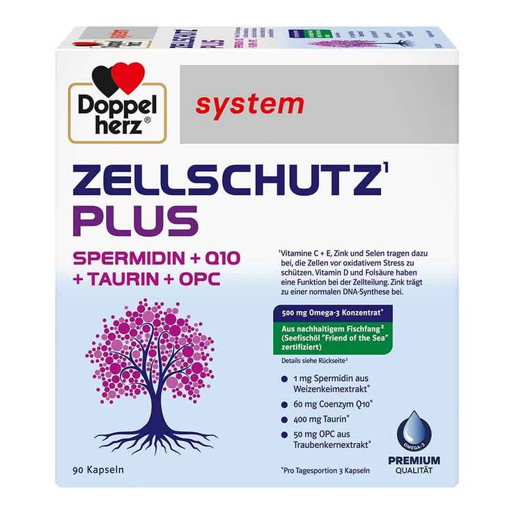 Doppelherz Zellschutz Plus Spermid. + Q10 + Taurin + OPC, 90 St