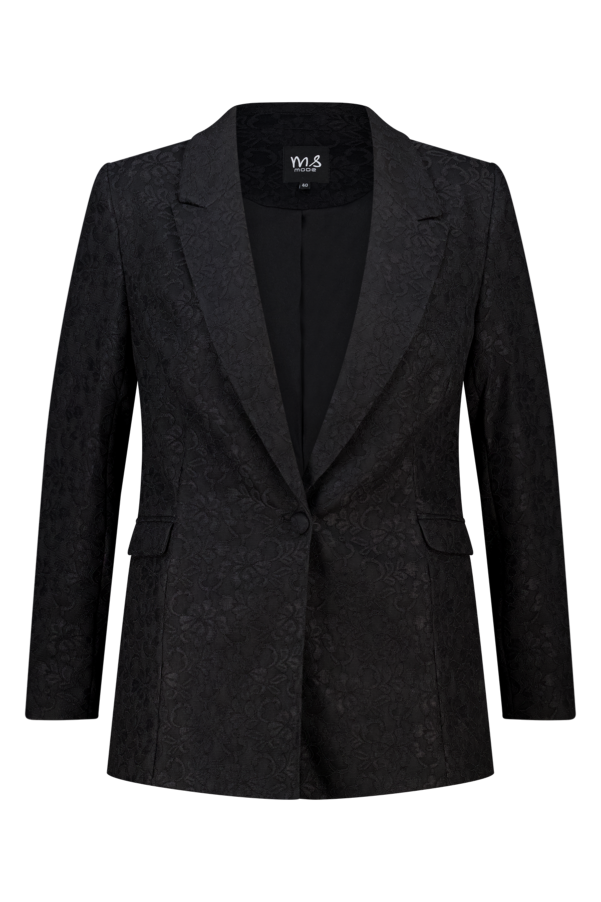 Getailleerde kanten blazer Zwart