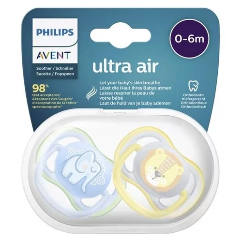 SCF085/01 sucettes Ultra Air 0-6M Boy lion - Lot de 2