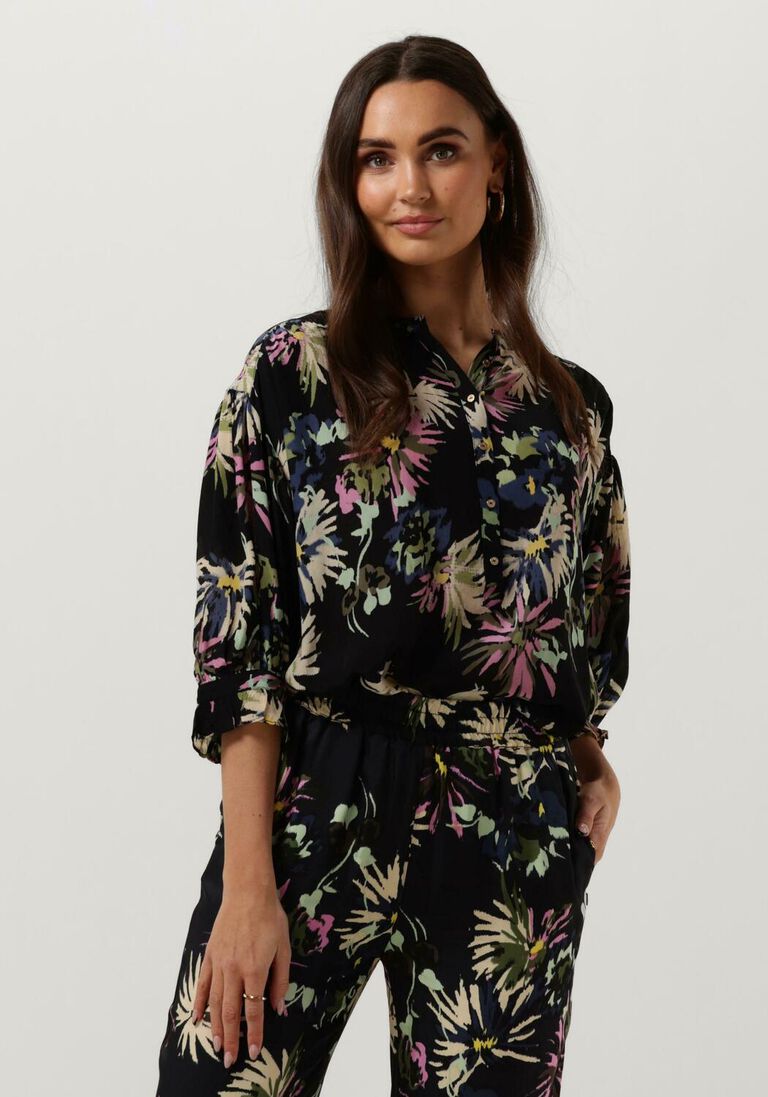 SCOTCH & SODA zwarte scotch & soda blouse elbow sleeve easy popover