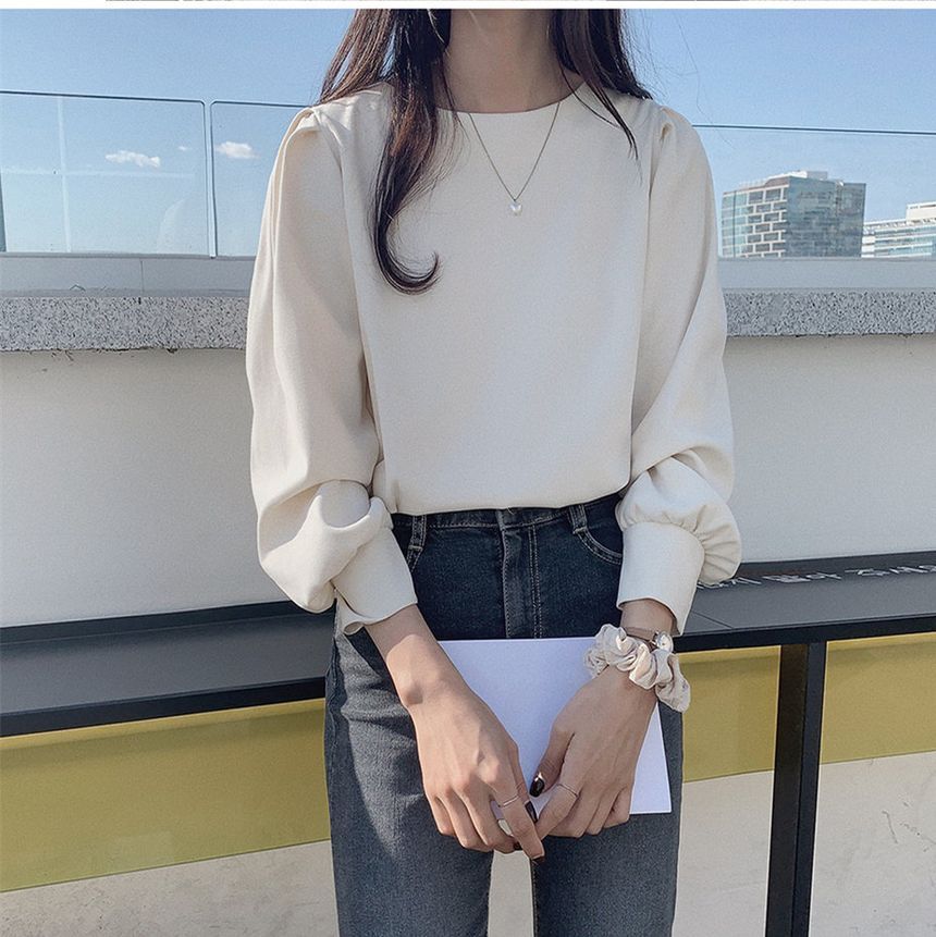 JOWI - Effen blouse met lange mouwen
