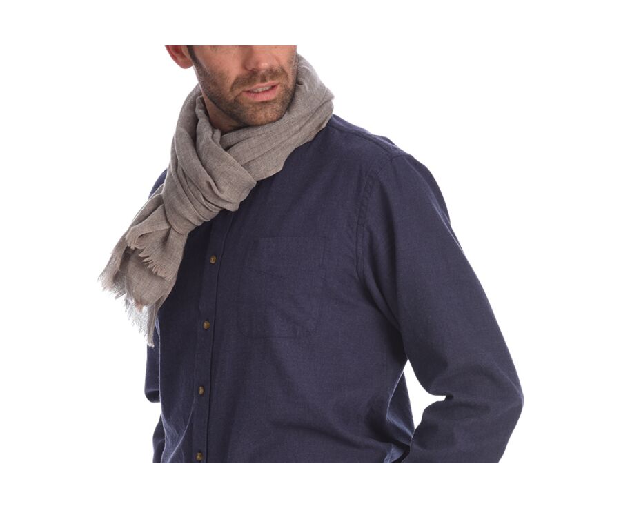 Écharpe fine Laine et Cachemire Taupe Chiné