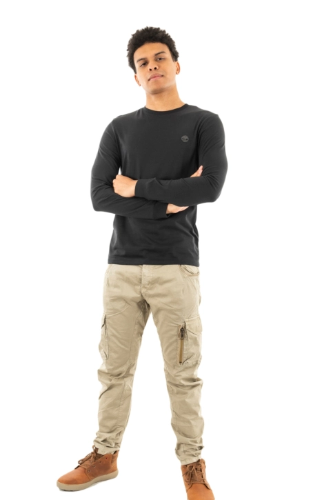 Tee shirt manches longues timberland ls dnstn rv crew slim x65 black/pavement