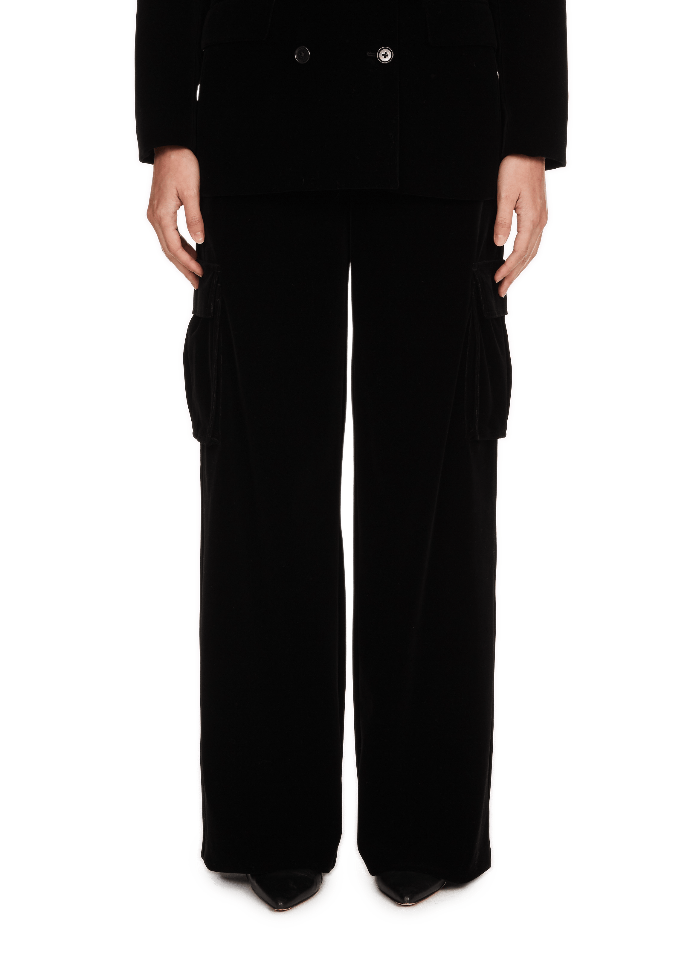 UDONA - Pantalon cargo en velours lisse | Noir