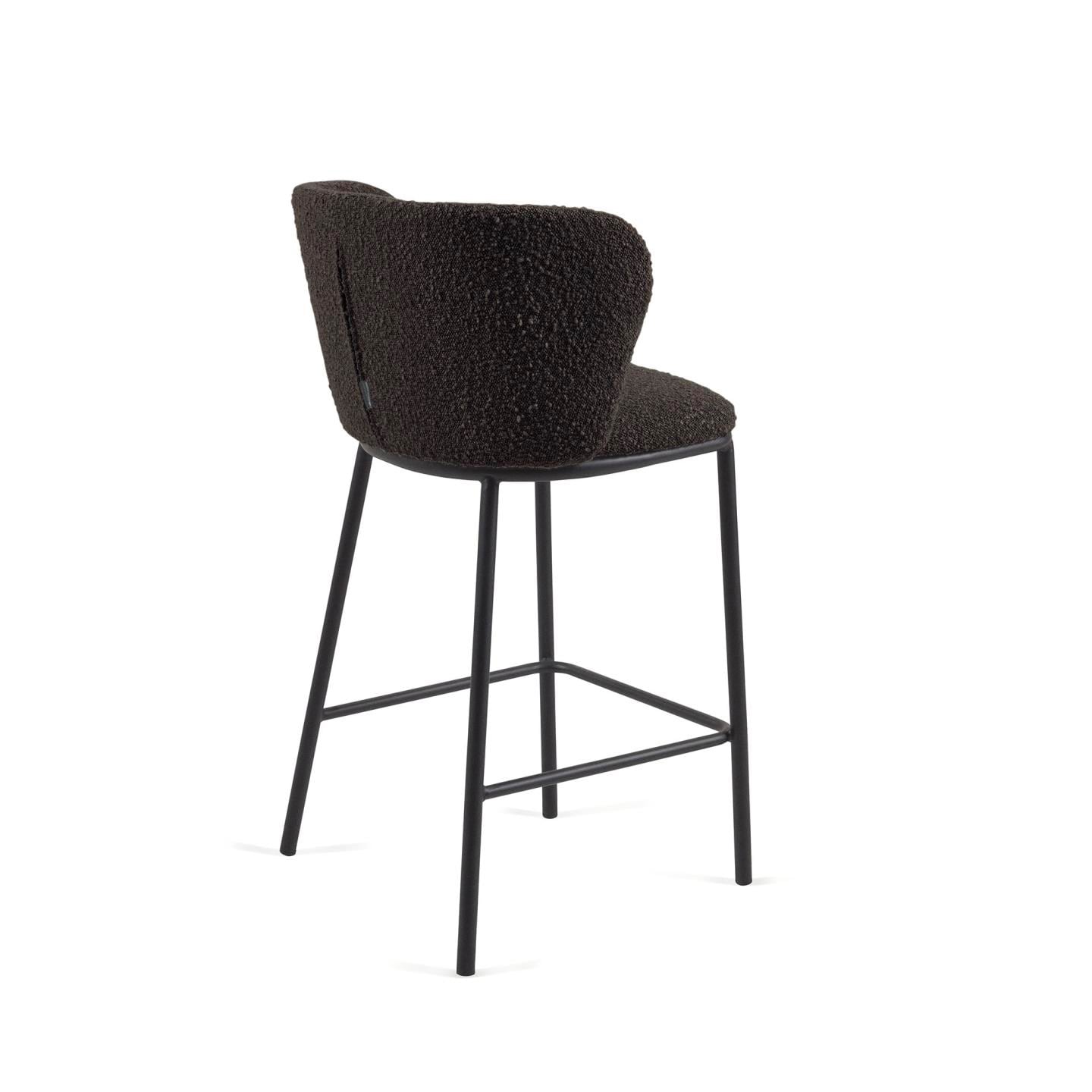 Kave Home Barhocker CISELIA Bouclé schwarz/Metall schwarz
