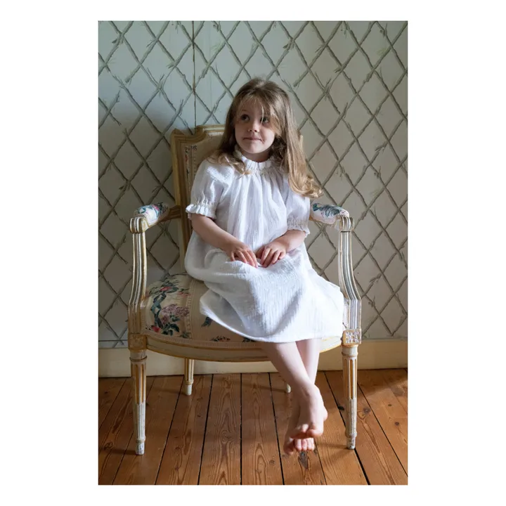 Risu Risu Robe de Nuit Double Gaze de Coton Bio Exquise | Blanc