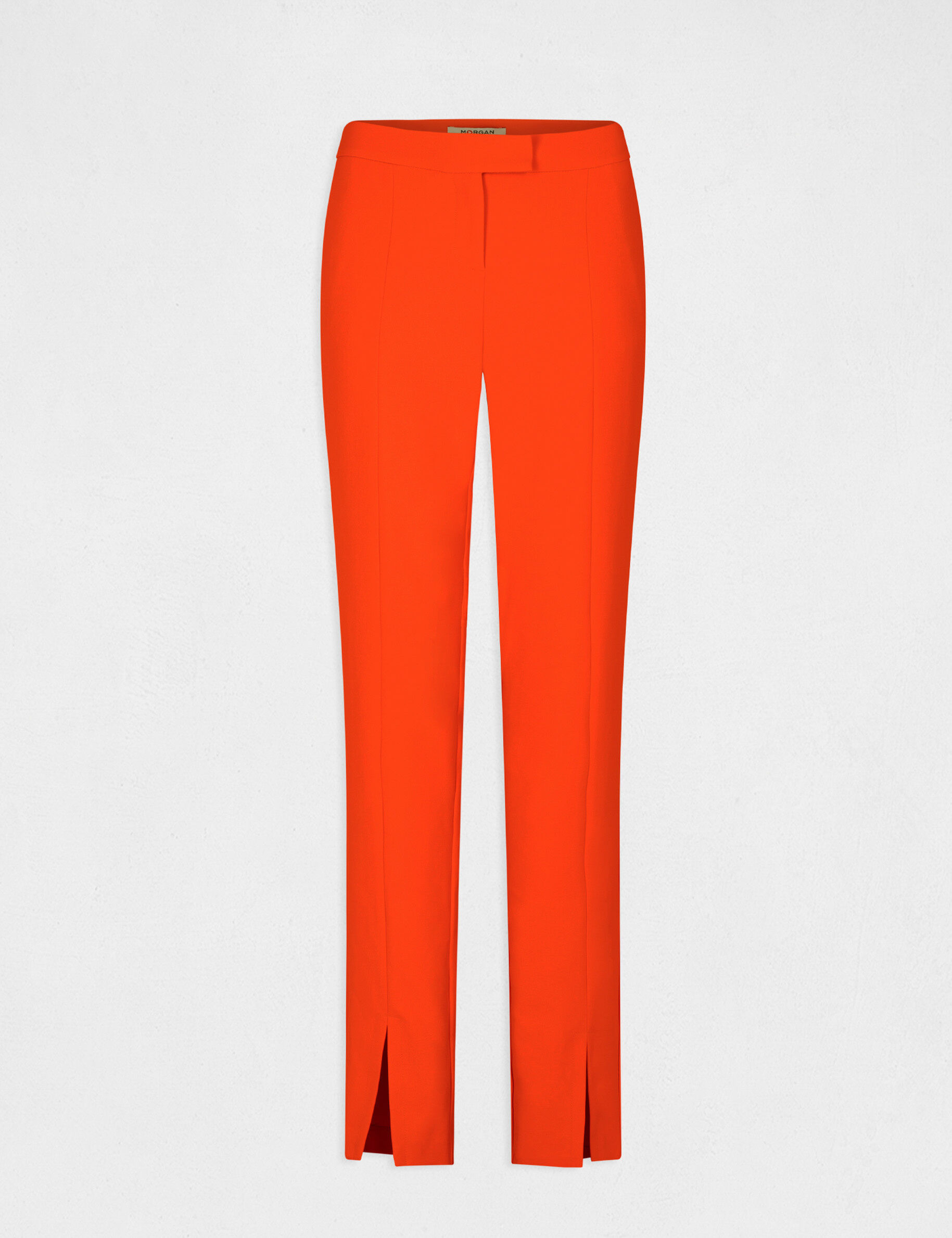 Pantalon tailleur ajusté fendu orange femme - orange
