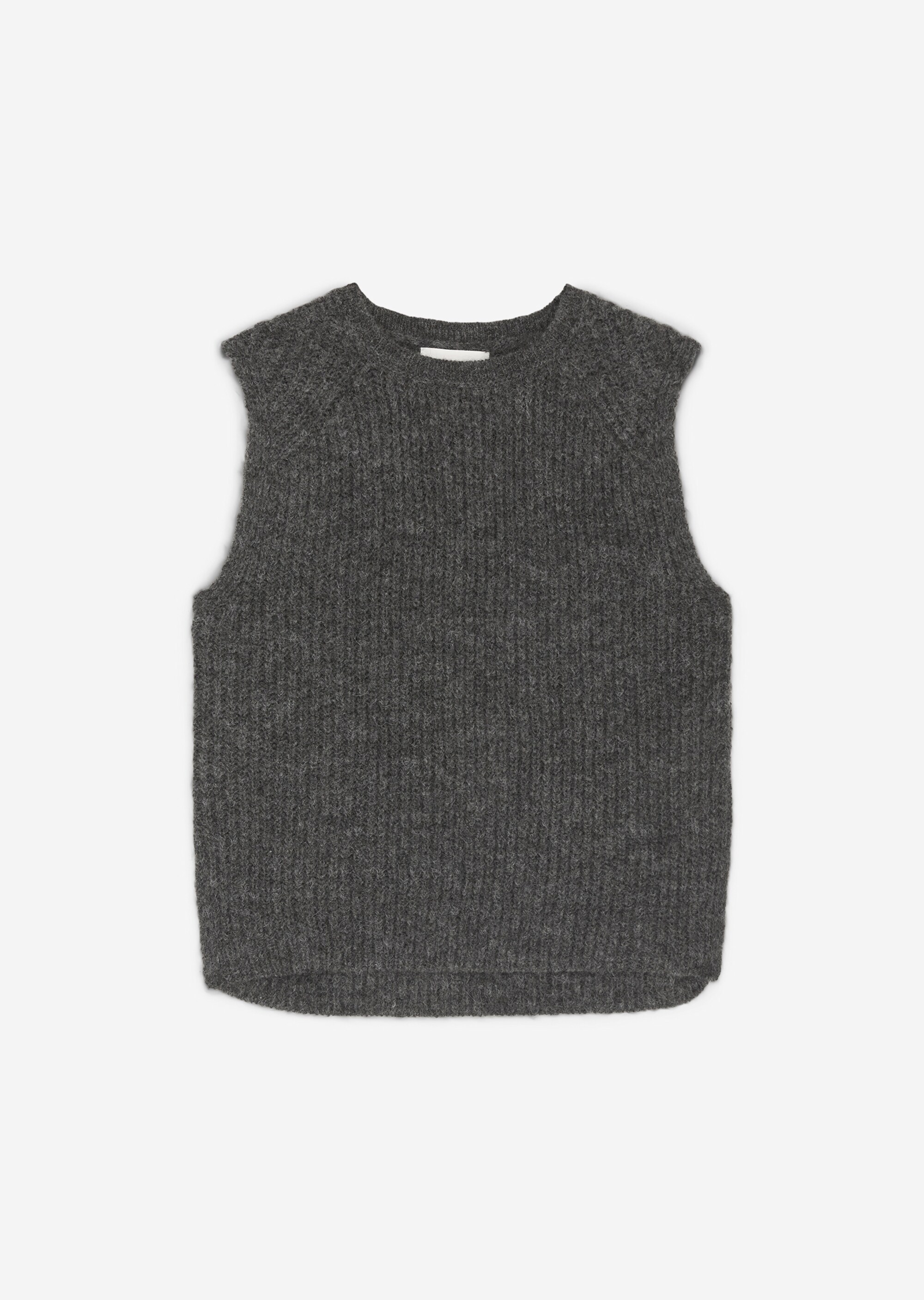 Ärmelloser Strickpullover regularaus flauschigem Schurwolle-Alpakawolle-Mix