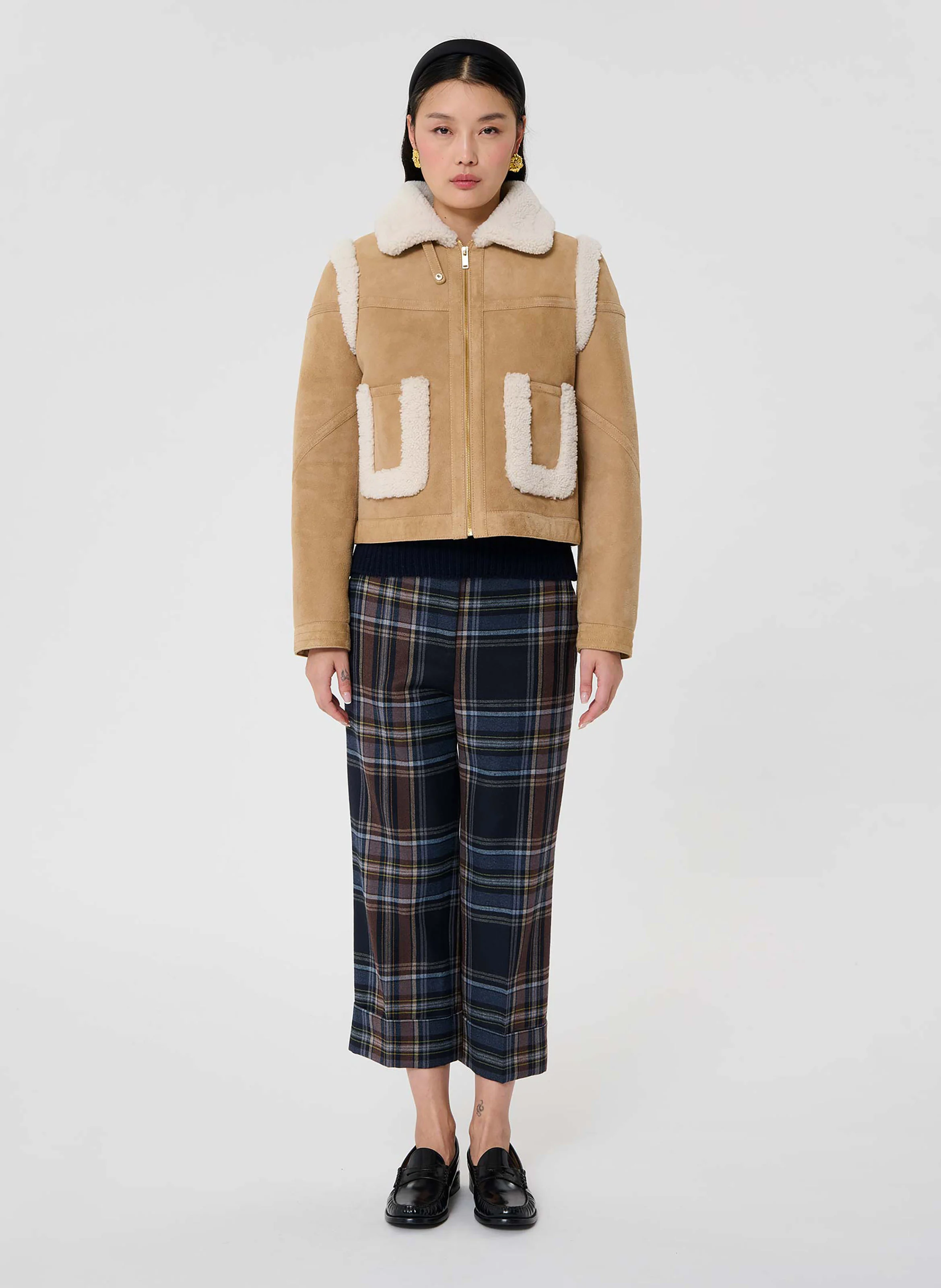MUSE - Manteau court suédé en cuir | Marron