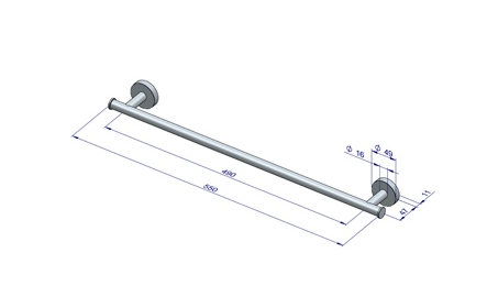 Plieger Como handdoekbeugel magnetisch 55cm RVS-look