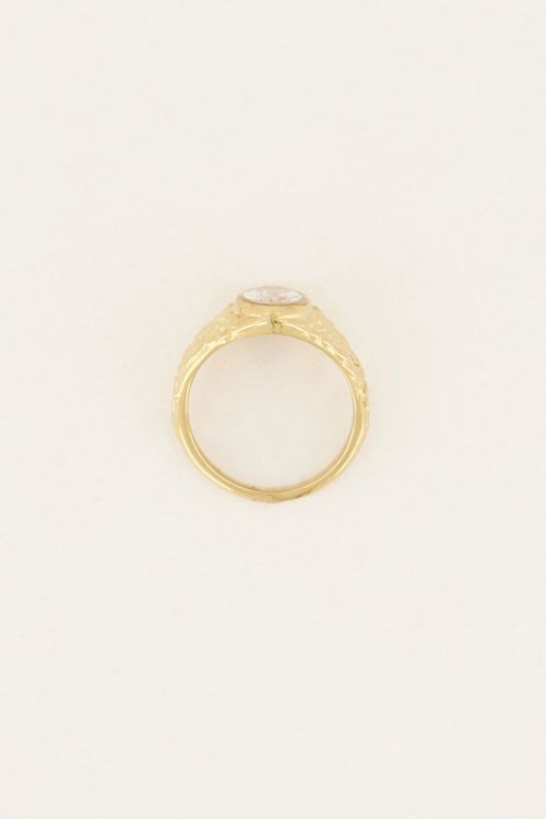 Vintage zegelring transparante steen