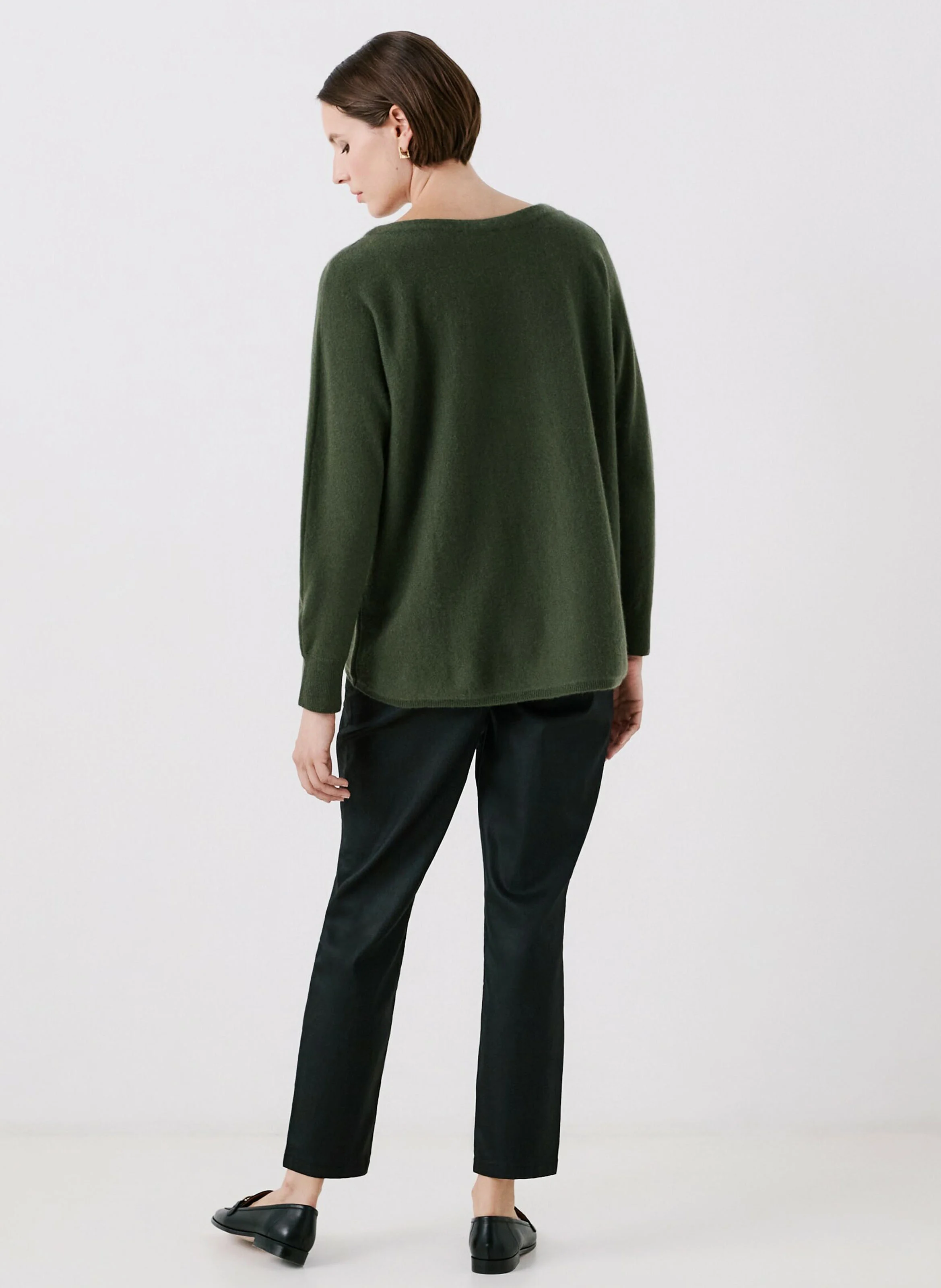 MAMELIA - Pull col rond ample en cachemire | Vert