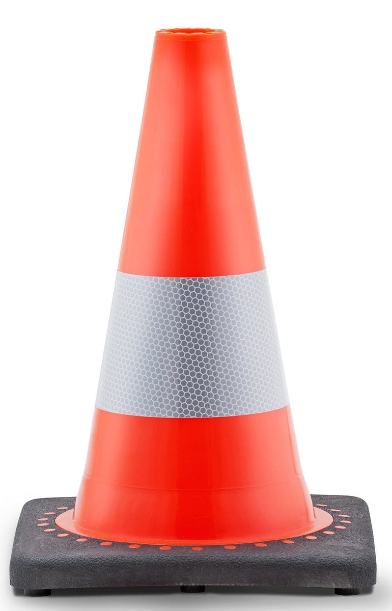 UvV FLEX verkeerskegel, pyloon, markeringskegel 300 mm 1 kg gewicht met of zonder reflecterende folie / Zonder folie