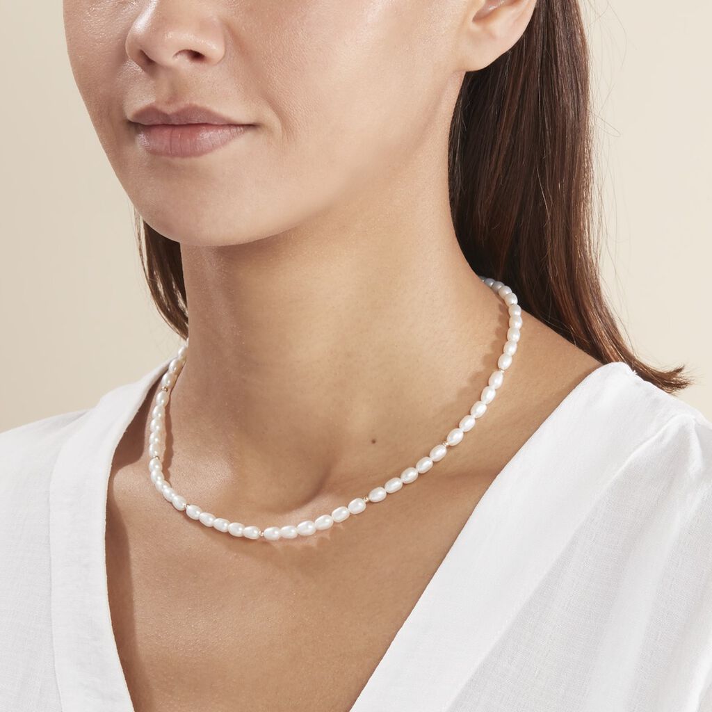 Collier Billes Or Jaune Perle De Culture