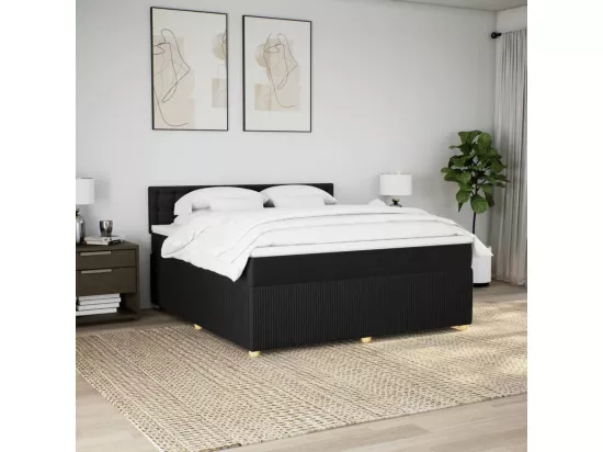 Sommier à lattes de lit avec matelas Noir 180x200 cm Tissu