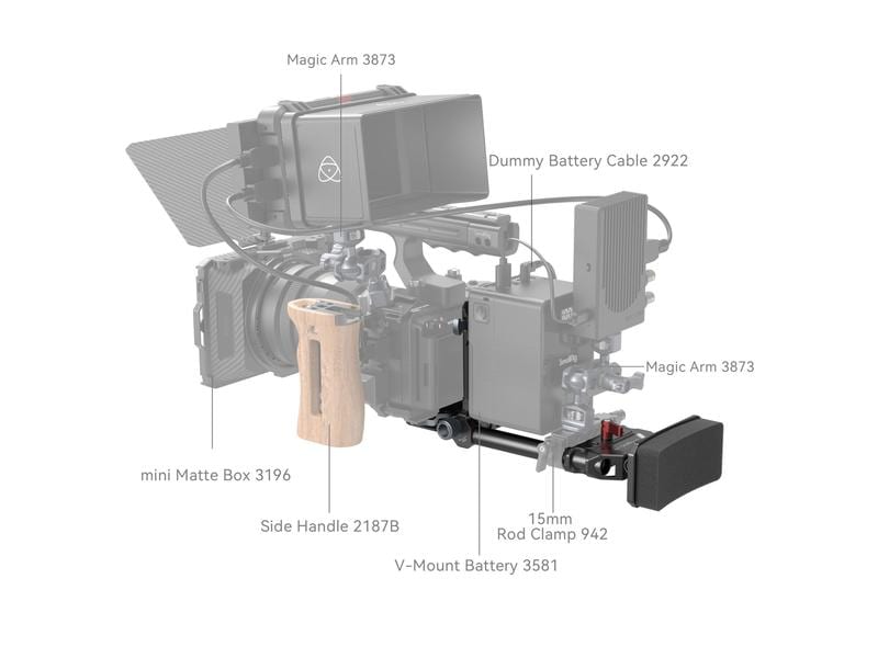 Smallrig V-Mount-Akkuplatte Advanced Mounting System Kompaktes, leichtes All-in-One-Montagesystem für V-Mount-Batterien mit Brustpolster