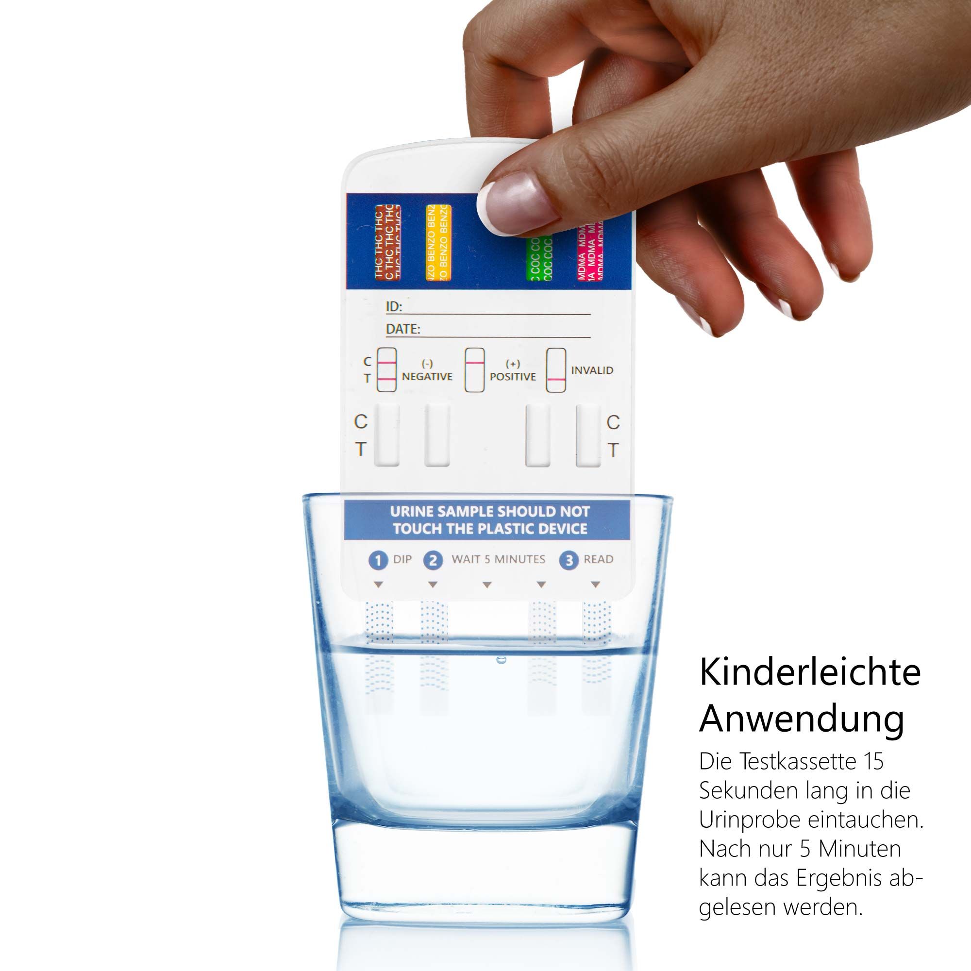 5x LuxmedIQ Drogenschnelltest für 8 Drogenarten - Urin Drogentest Multi 8 - Testkassette