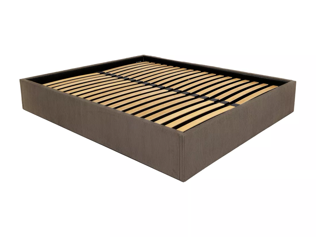 Sommier coffre 140 x 190 cm en velours côtelé - Marron - PONTOS de YSMÉE