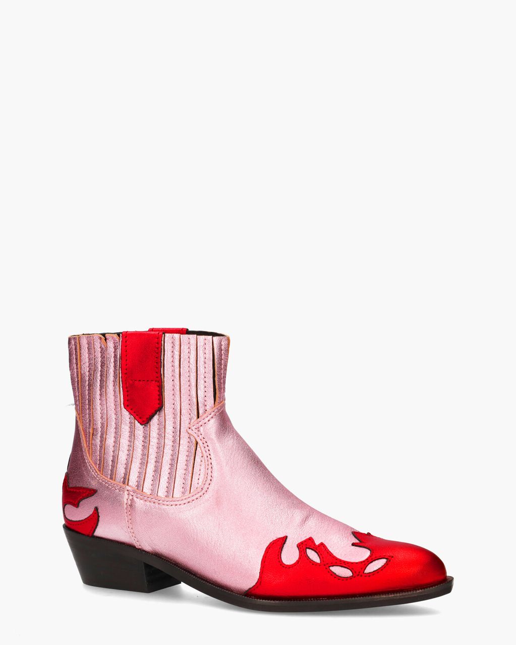 DWRS Label Austin Metallic Roze/Rood Dames Enkelboots