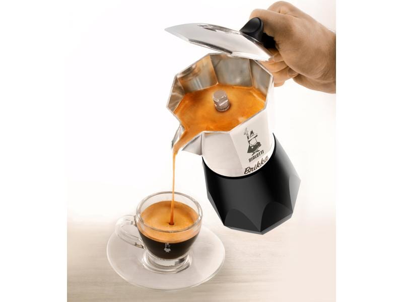 Bialetti Espressokocher New Brikka für 2 Tassen, Silber Italienische Espressokanne für 2 Tassen