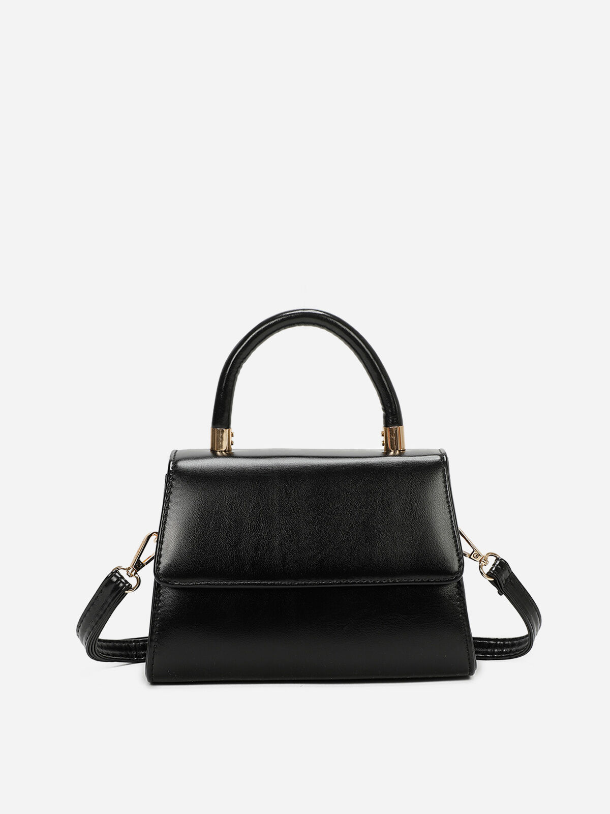 Petit sac trapèze à rabat- Noir
