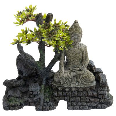 Deep Sea Aquariumdekoration Buddha auf Stein 19.5x9x16.5cm