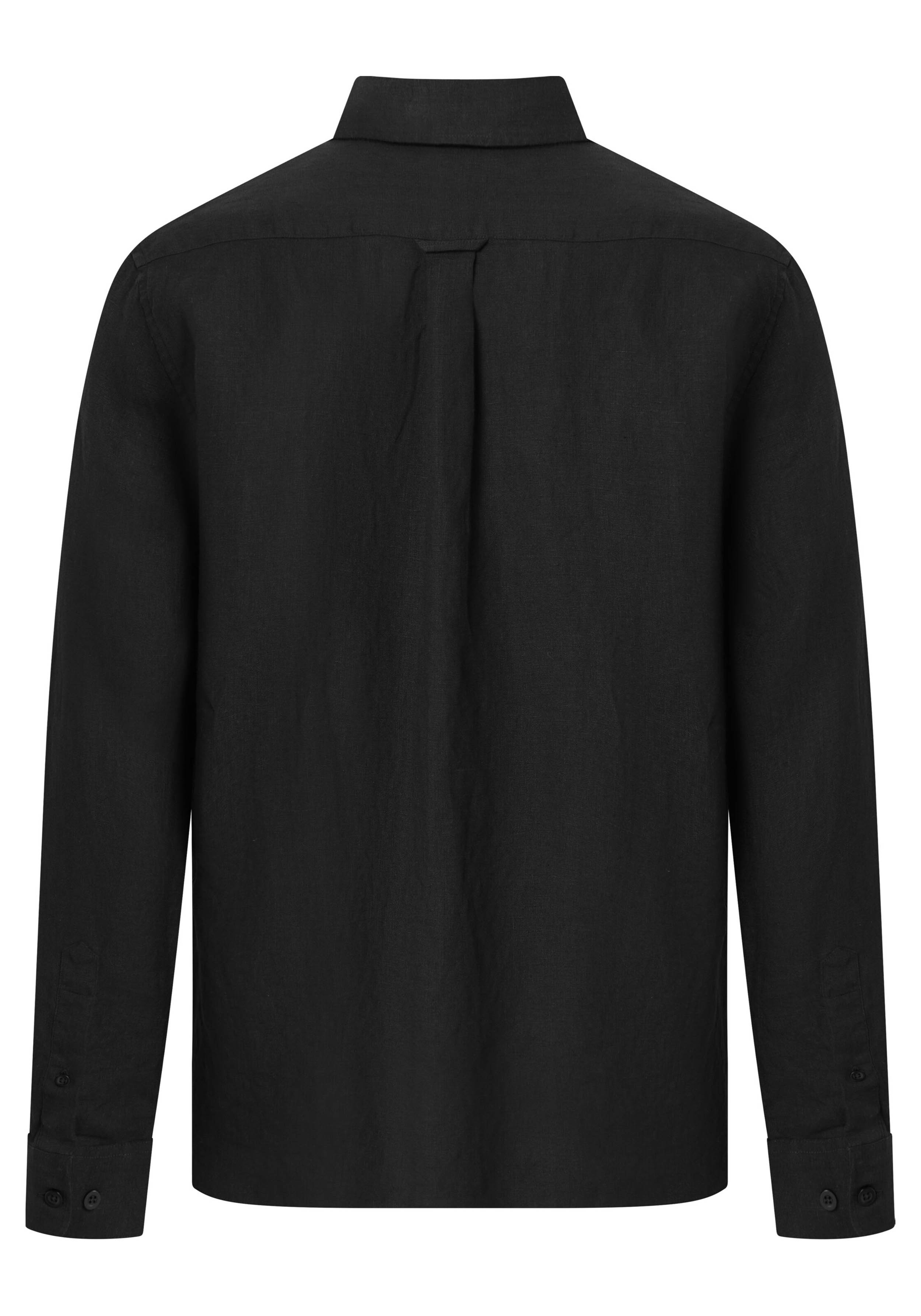 Knowledge Cotton Apparel Leinenhemd Regular Linen Shirt Black Jet