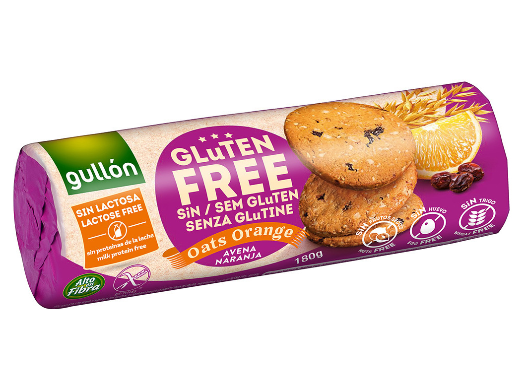 BOLACHA GULLON AVEIA LARANJA SEM GLÚTEN 180G
