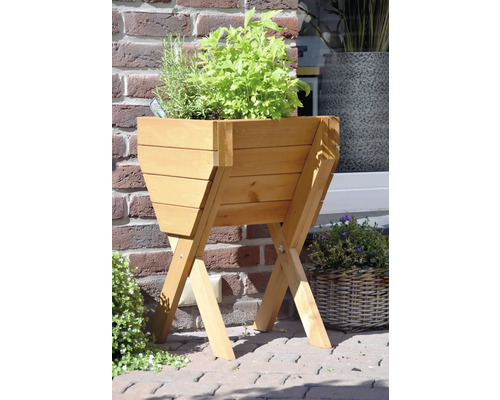 Verhoogd tuinbed op palen, inclusief beplantingsfolie, 39 x 40 x 61 cm, bruin