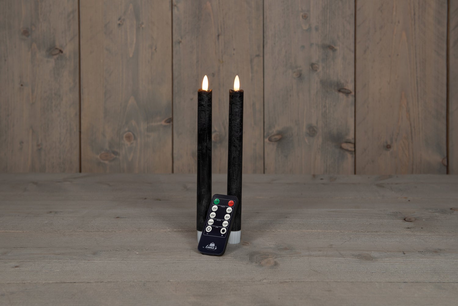 Anna's Collection LED dinerkaars Rustiek zwart D 2,5 H 23 cm 2 stuks