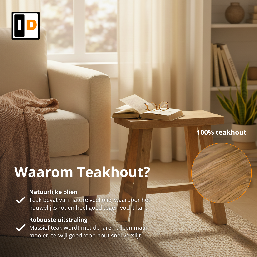 Teakhouten Krukje 40cm - Naturel