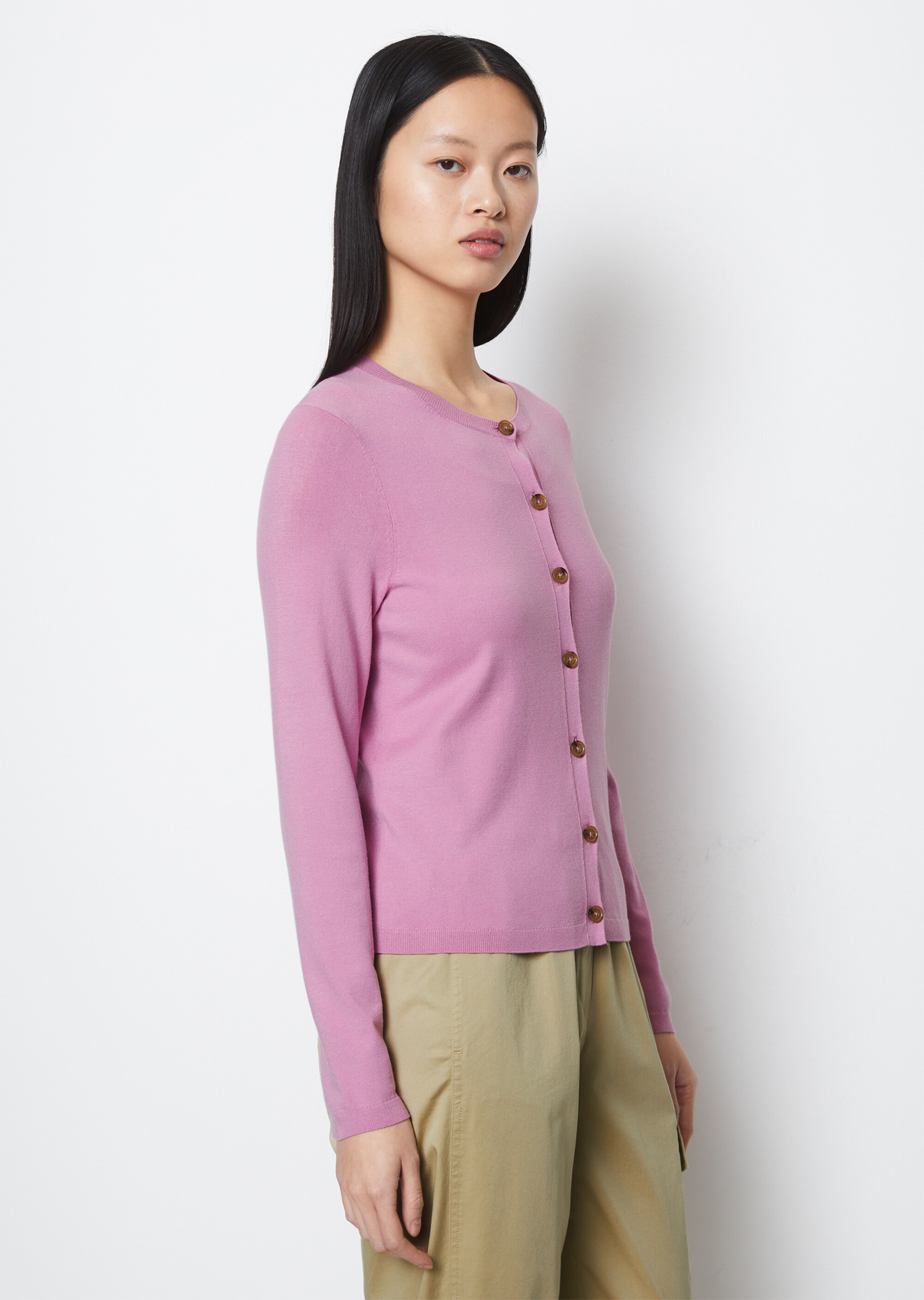 Feinstrick-Cardigan slim aus LENZING™ ECOVERO™