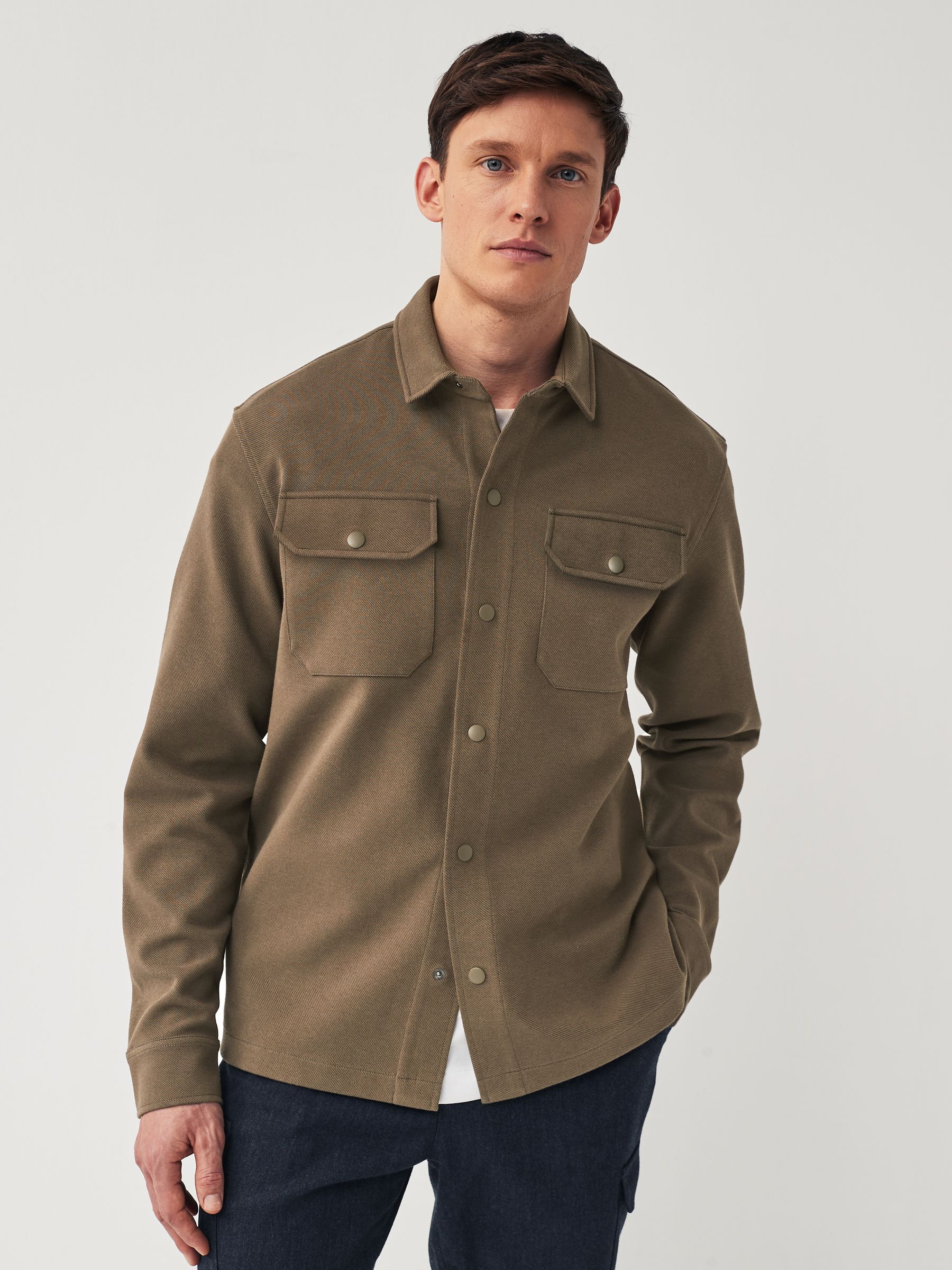 Bruin - Jersey keperstof Overshirt met drukknopen