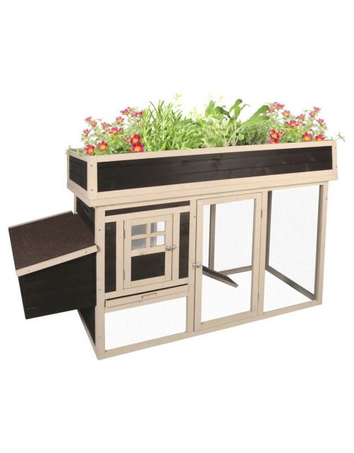 Flamingo Kippenhok Flora - Kippenhok - 168x65x106 cm Beige Donkerbruin