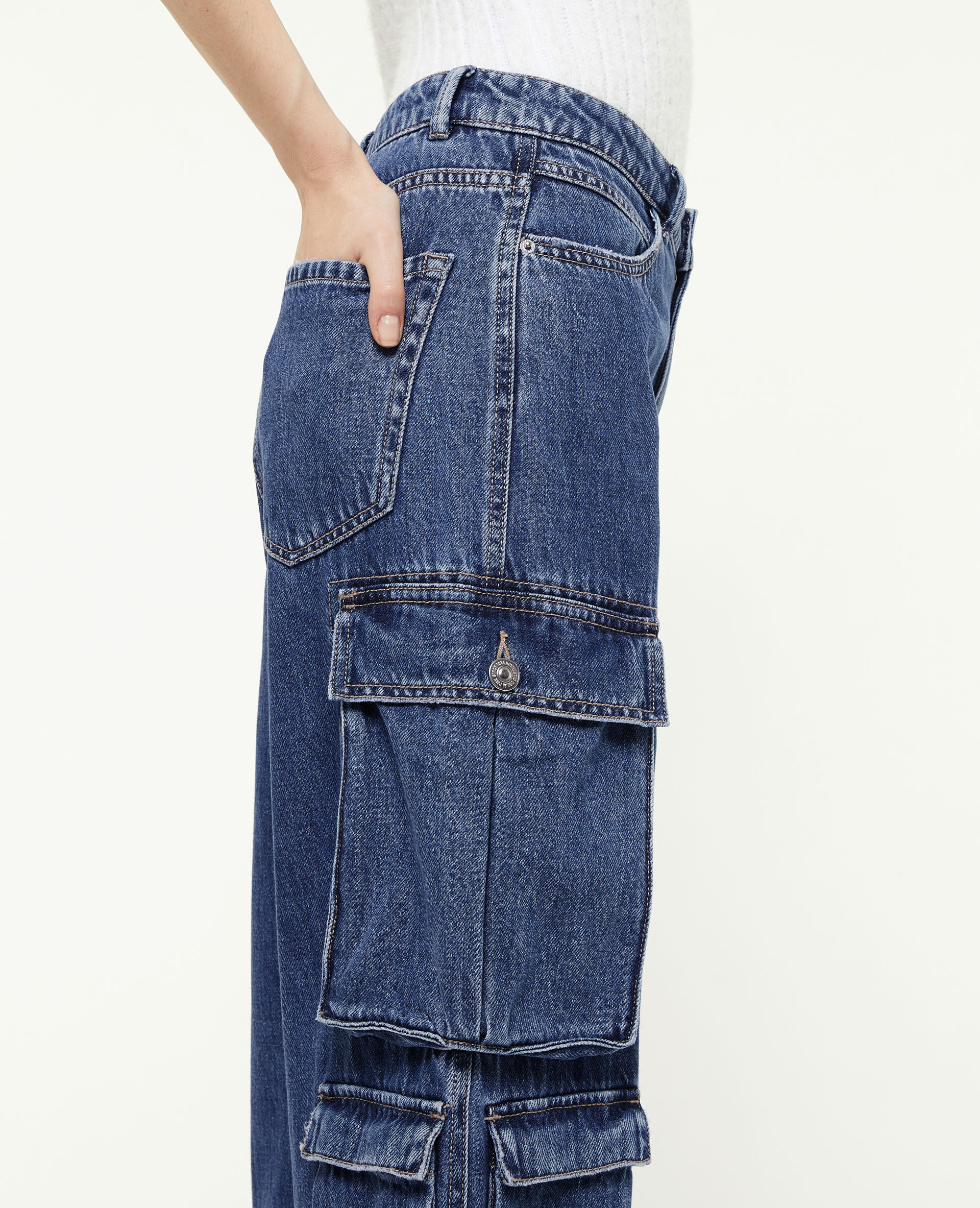 Jean cargo large multipoche - Bleu