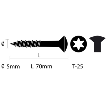 GAMMA vlonderschroef RVS 5.0x70 mm 70 stuks