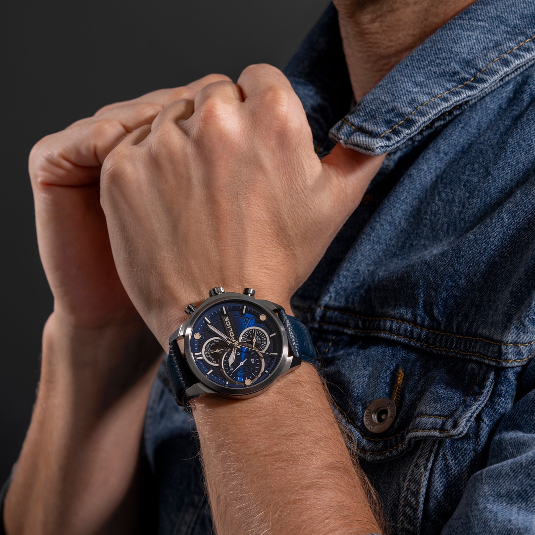 Police Reactor Day-Date Blau / Grau