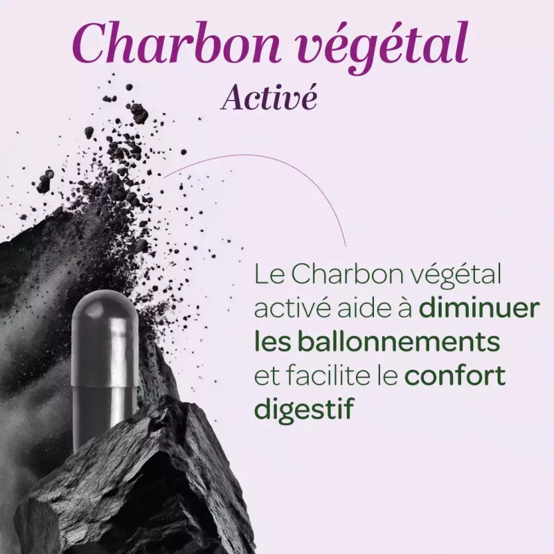 CHARBON VÉGÉTAL ACTIVÉ – Ballonnements et Confort digestif – 150 Gélules