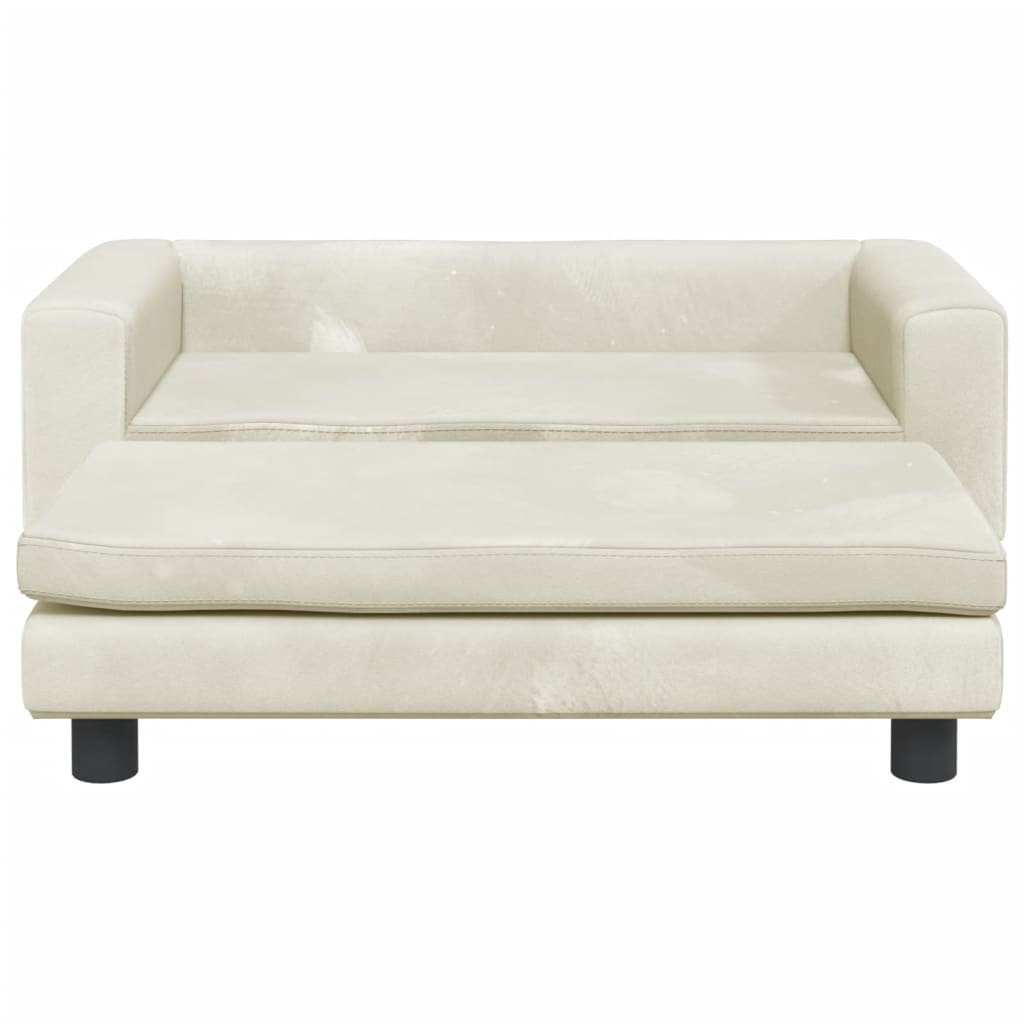 Cama para cães vidaXL com extensão, veludo creme, 100x50x30 cm