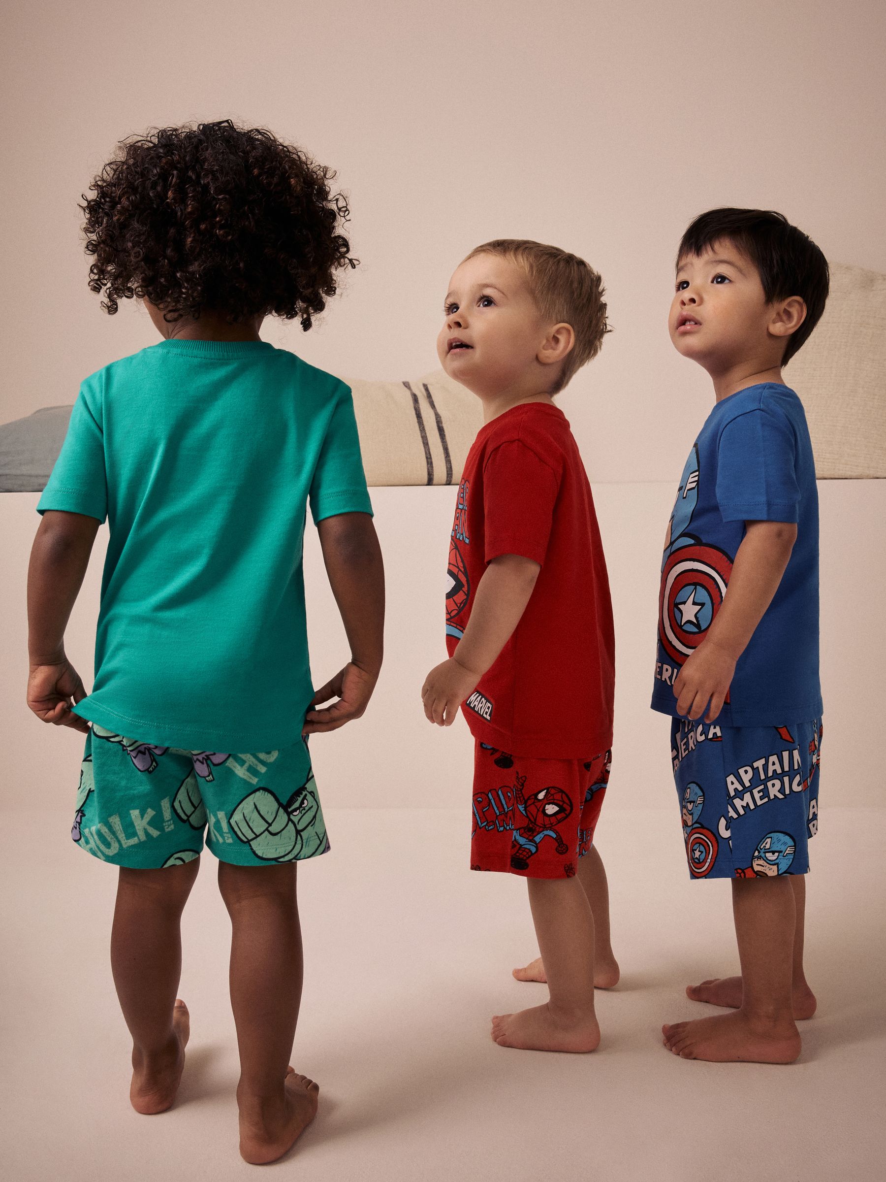 Meerkleurige mini Marvel - 100% katoenen korte pyjama's verpakking van 3 (12 mnd - 11 jr)