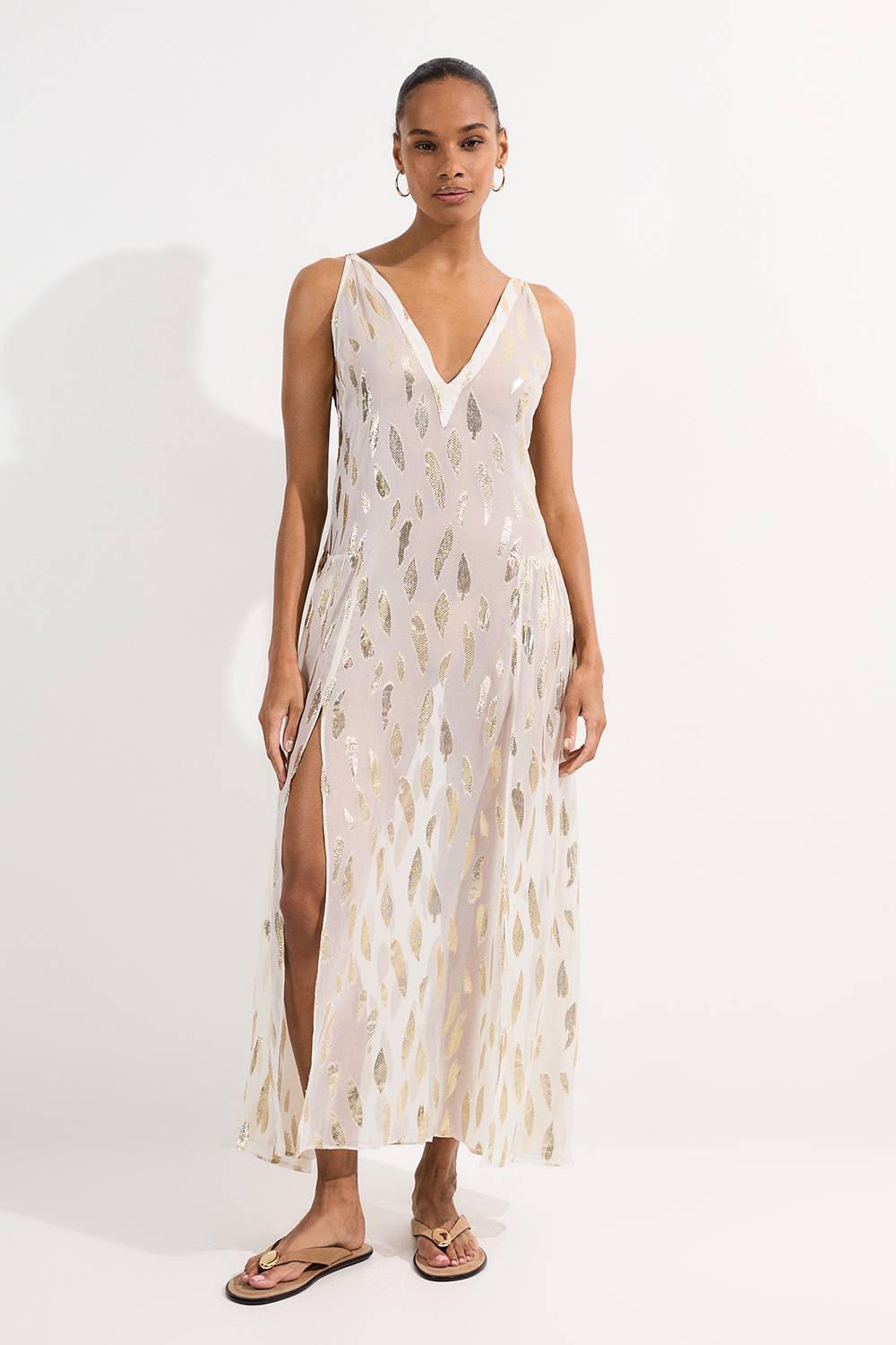 KarenMillen Robe maxi à fines bretelles en fil métallique de plage